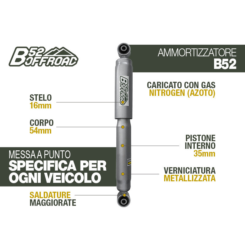 B52 OFFROAD SHOCK FOR TOYOTA HILUX FROM 1997 TO 2004 - REAR